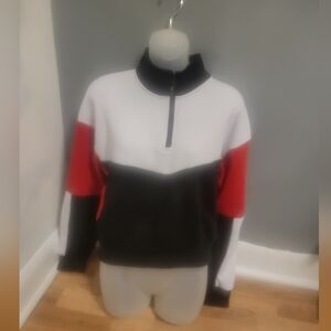 New Look Zip-Up Sweater - Black, White, Red